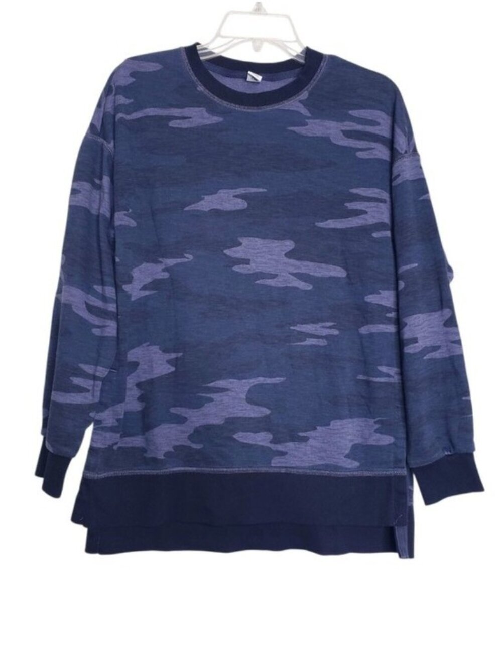 Old Navy Blue & Gray Camo Crew Neck Pullover Sweatshirt Women's Size XS
